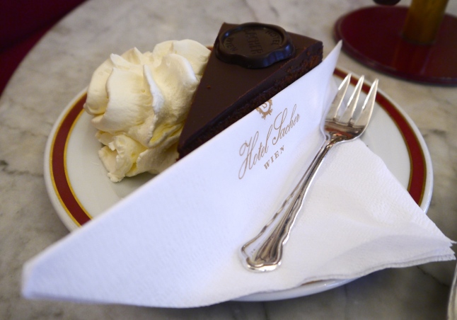 Naturally I had to have the Sachertorte here, served in the traditional manner with whipped cream.